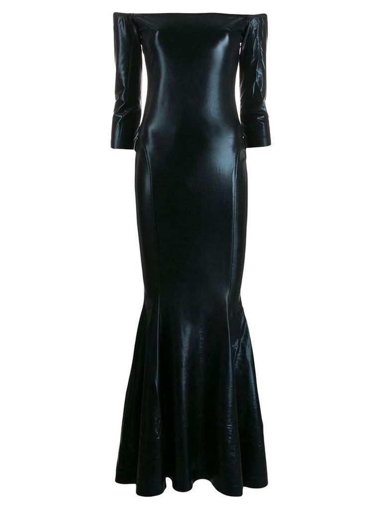 Norma Kamali off shoulder sheen maxi dress - Black