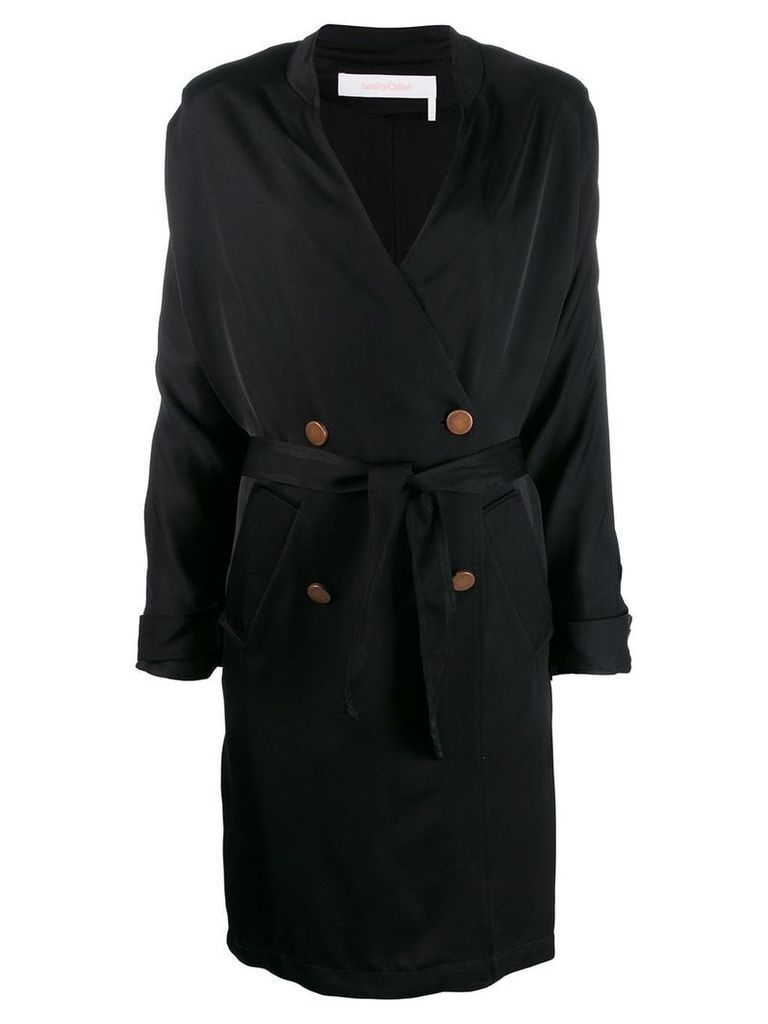 See by Chloé double breasted wrap coat - Black