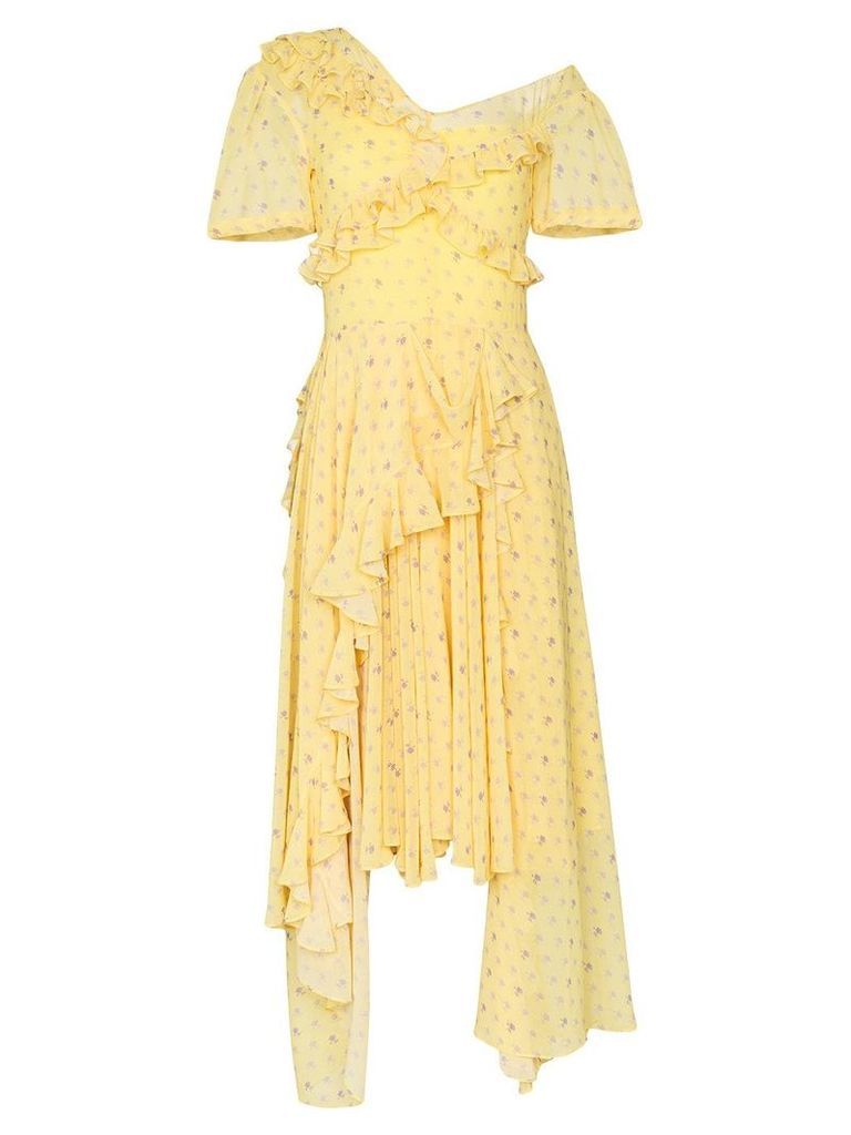 Preen By Thornton Bregazzi Kennedy ruffle tiered midi dress - Yellow