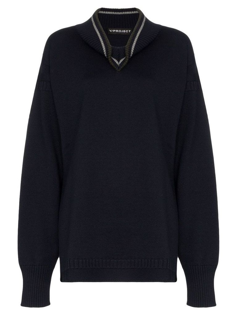 Y/Project draped neck knitted jumper - Blue