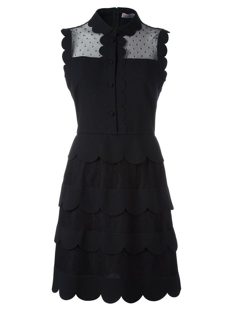 RedValentino sleeveless scalloped detail dress - Black