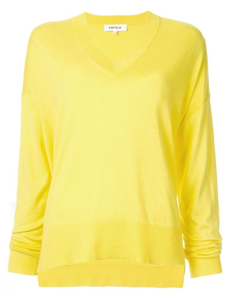 Enföld V-neck fine knit sweater - Yellow