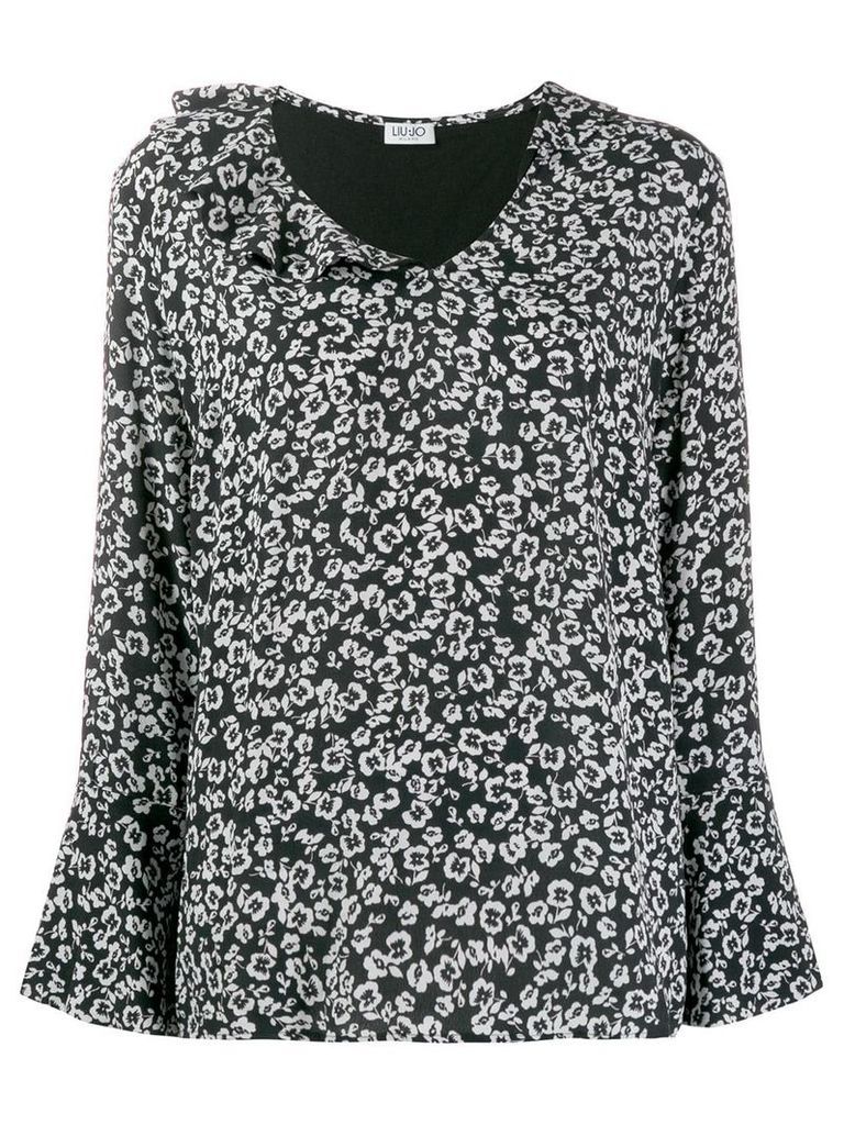 LIU JO floral flared blouse - Black