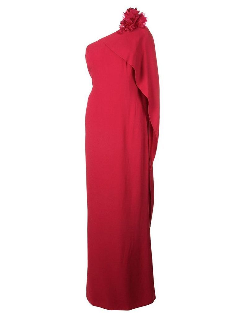 Marchesa asymmetric maxi dress - Red