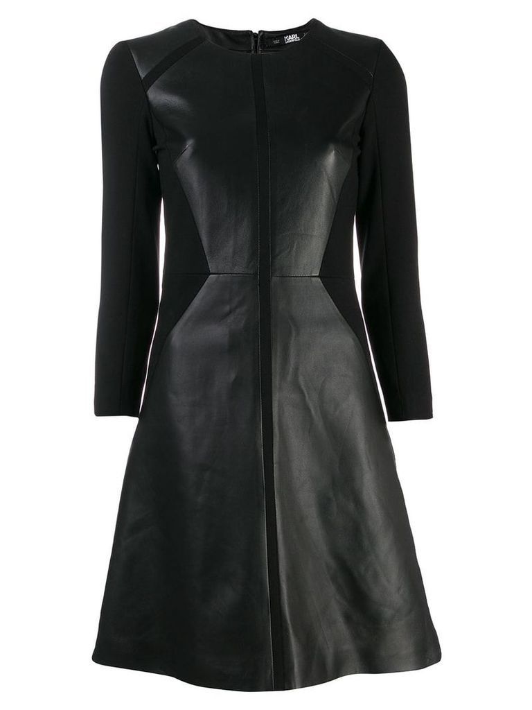 Karl Lagerfeld panelled leather dress - Black