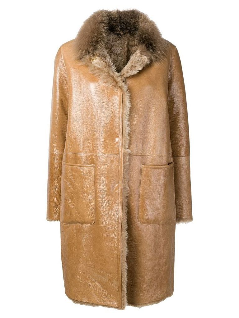 Manzoni 24 shearling lined coat - Brown