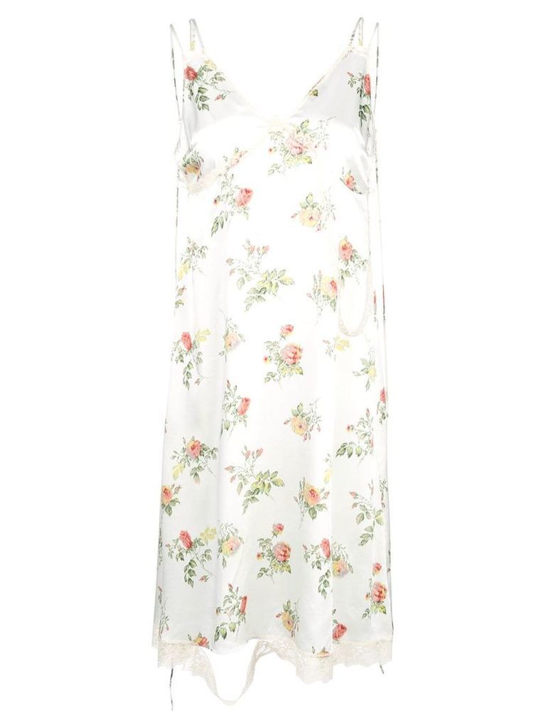 R13 floral print slip dress - White