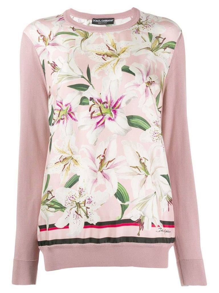 Dolce & Gabbana lily print jumper - PINK