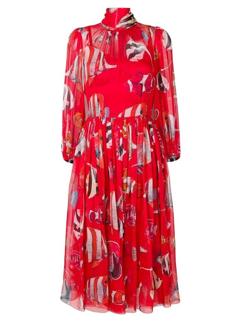 Dolce & Gabbana Fish print midi dress - Red