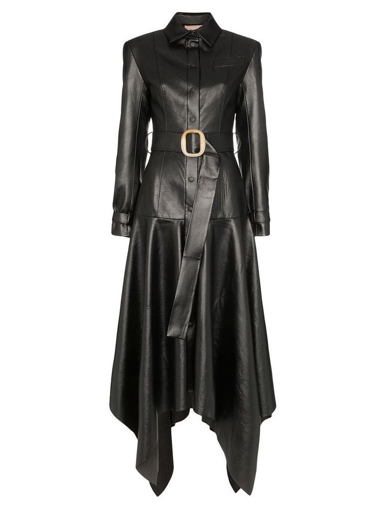Matériel faux leather belted coat - Black