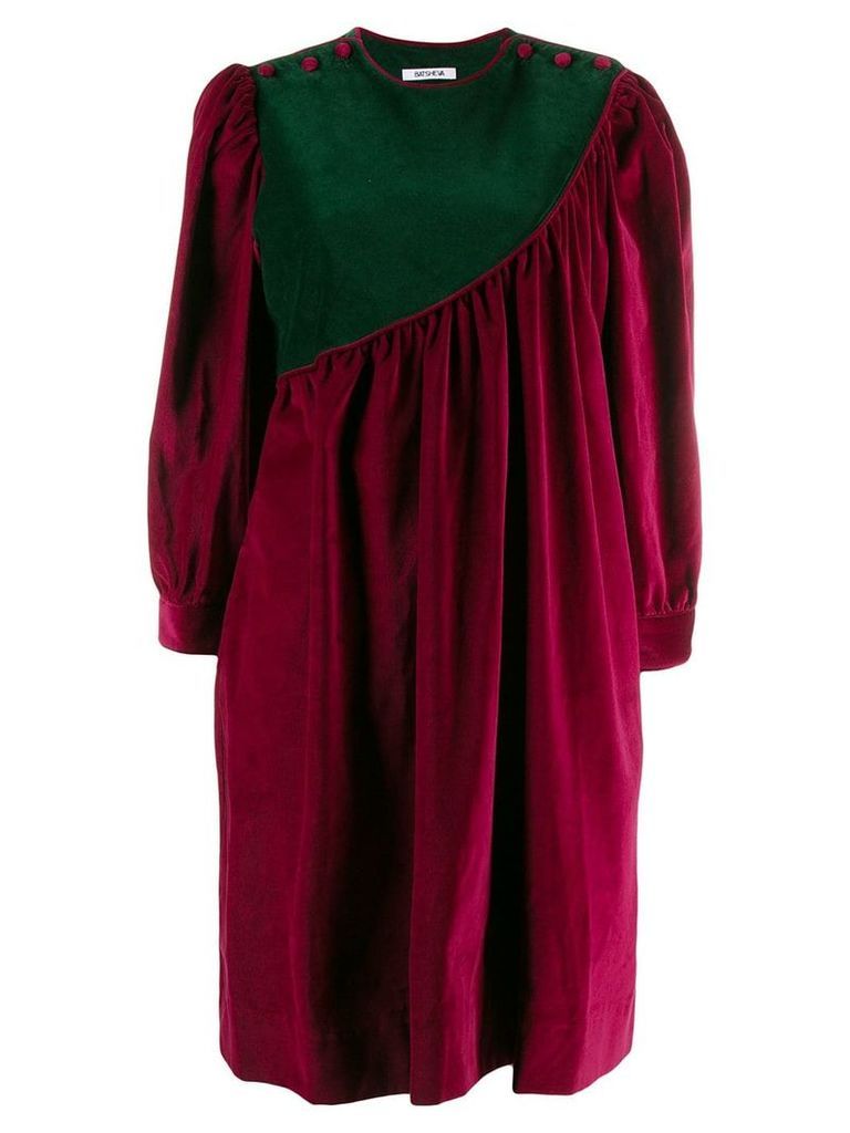 Batsheva two tone velvet dress - Red