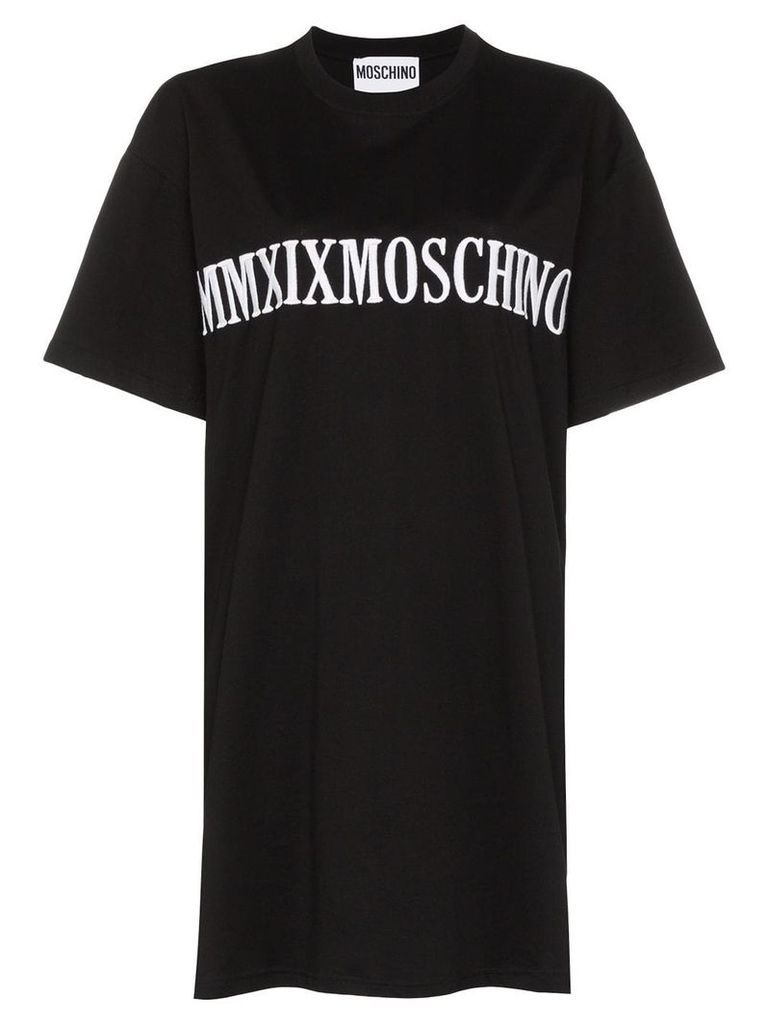 Moschino oversized logo-embroidered T-shirt - Black