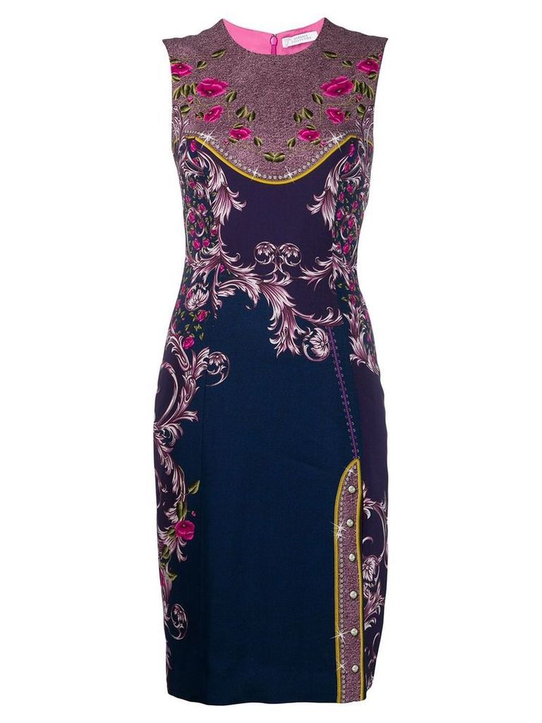 Versace Collection floral print fitted dress - PURPLE