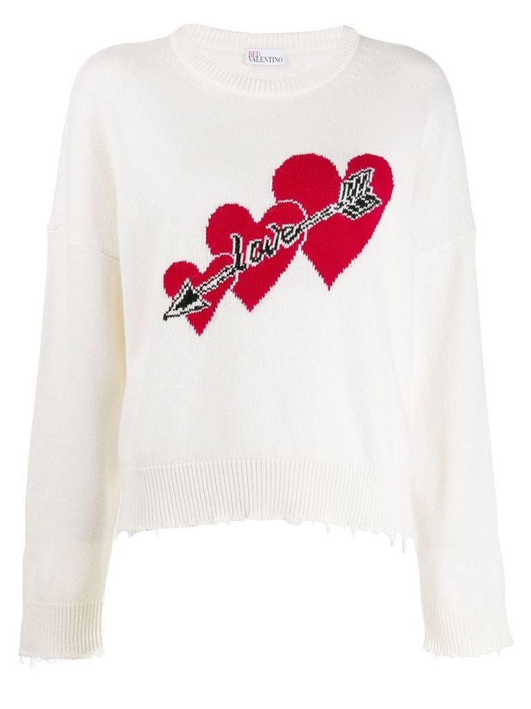 Red Valentino love hearts sweater - White
