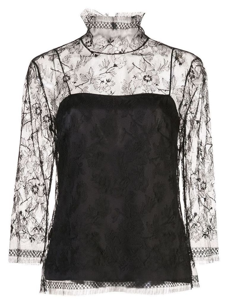 Adam Lippes lace high neck top - Black