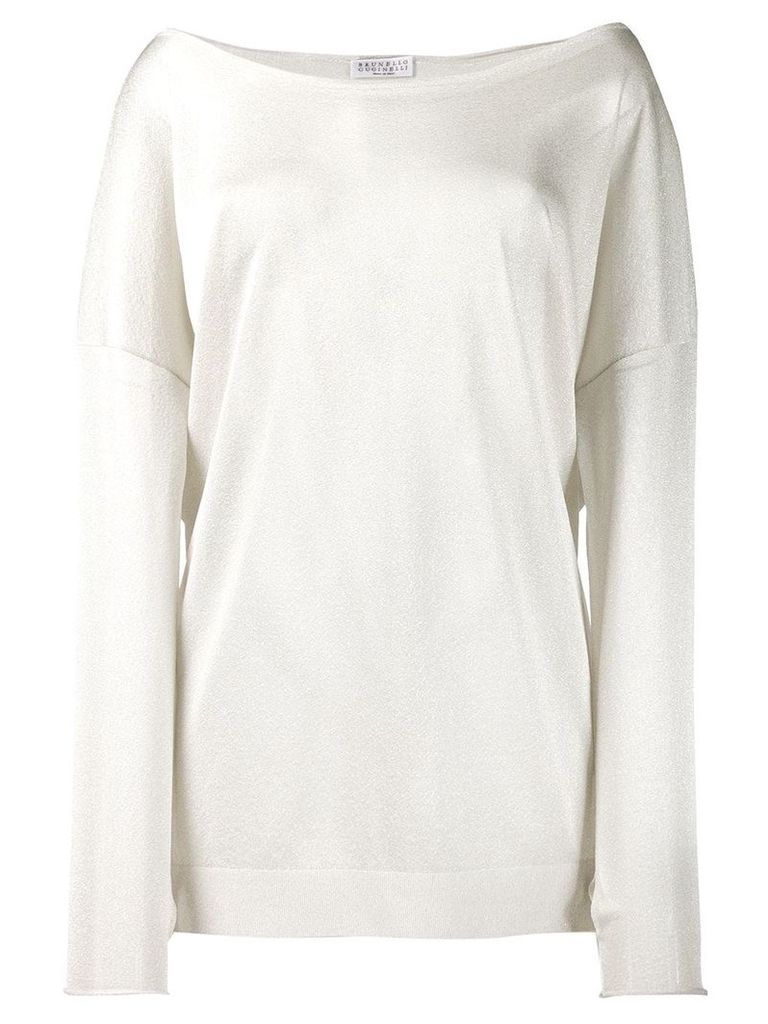 Brunello Cucinelli off shoulder knit top - NEUTRALS