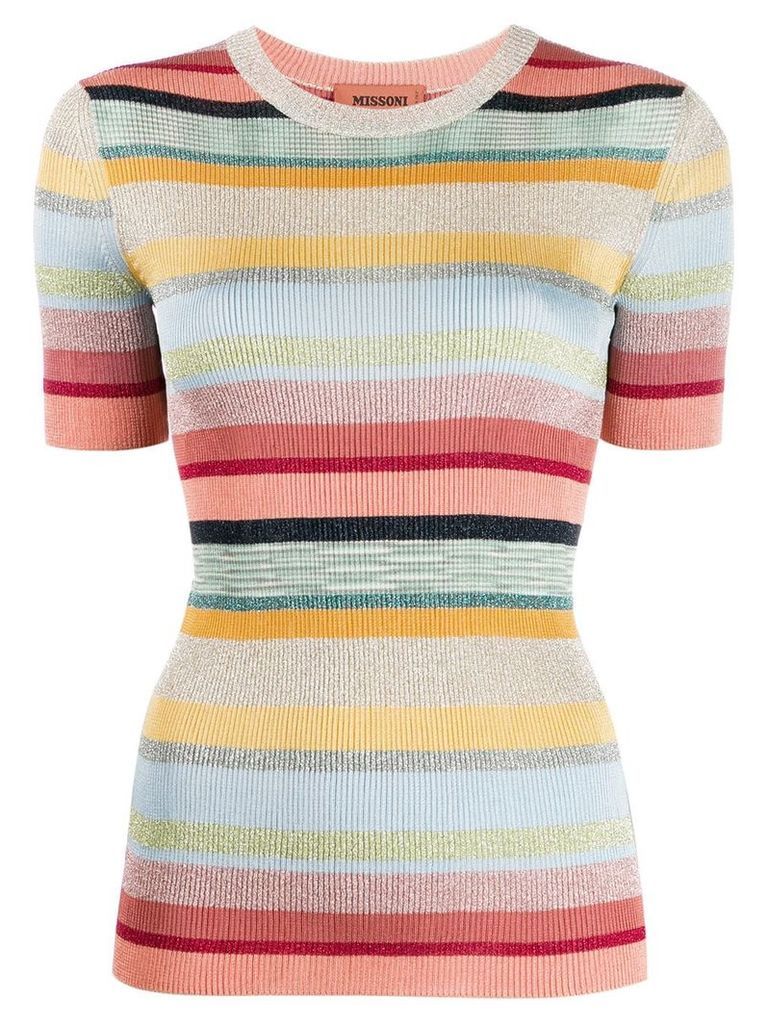 Missoni short-sleeved striped knit top - NEUTRALS