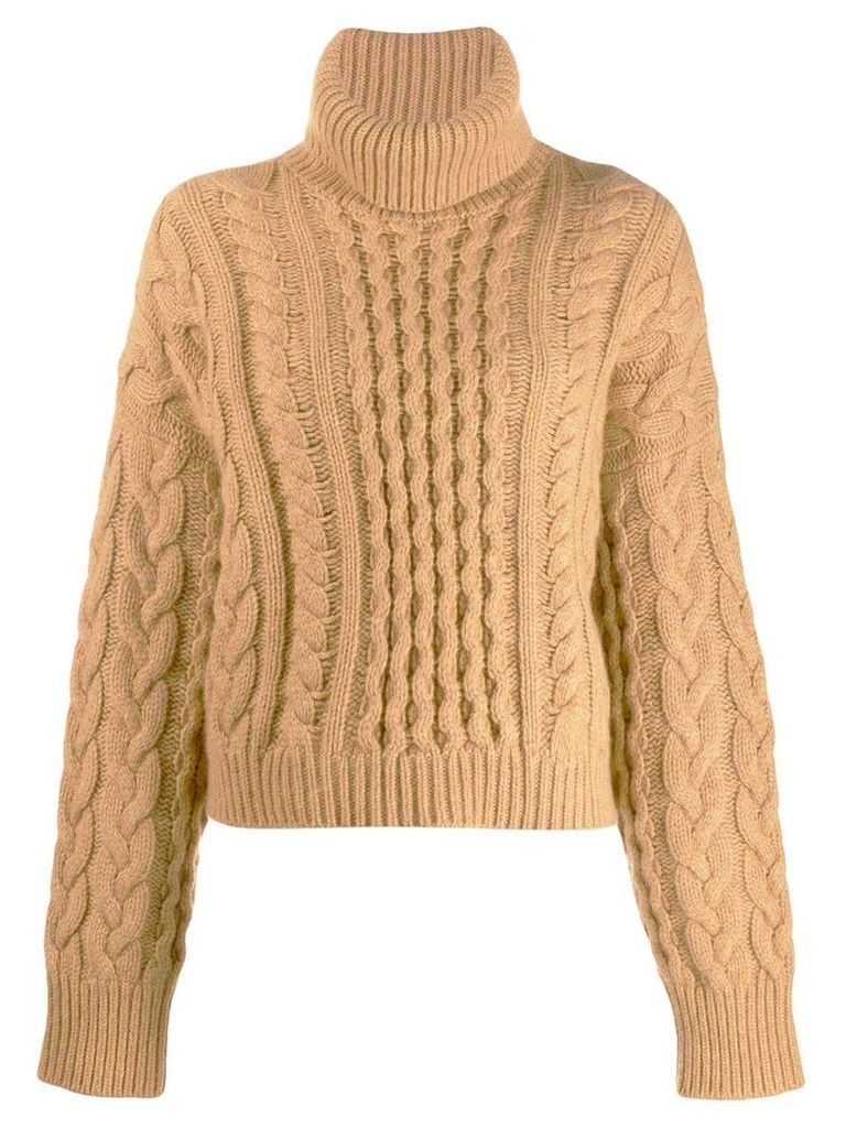 Alanui roll-neck cable-knit jumper - Brown