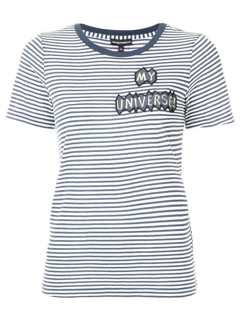Emporio Armani patch-appliqué striped T-shirt - Blue