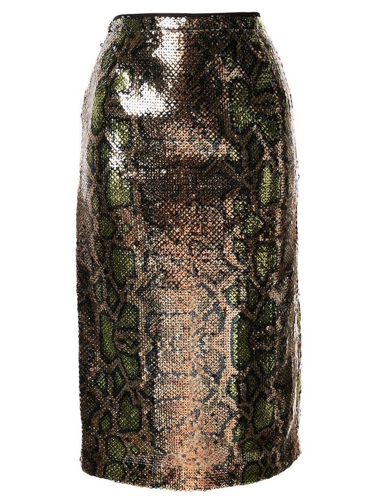 Nº21 snakeskin effect sequinned skirt - GOLD