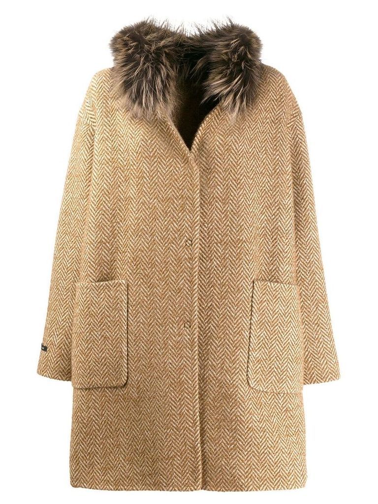 Manzoni 24 knitted mid-length coat - Brown