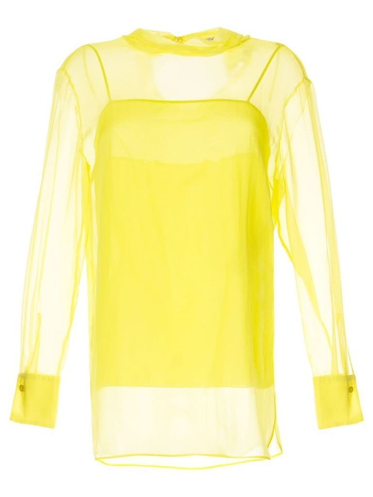 Emilio Pucci bright yellow translucid blouse