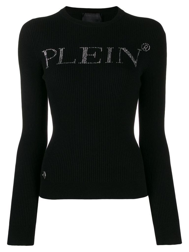 Philipp Plein rhinestone logo sweater - Black