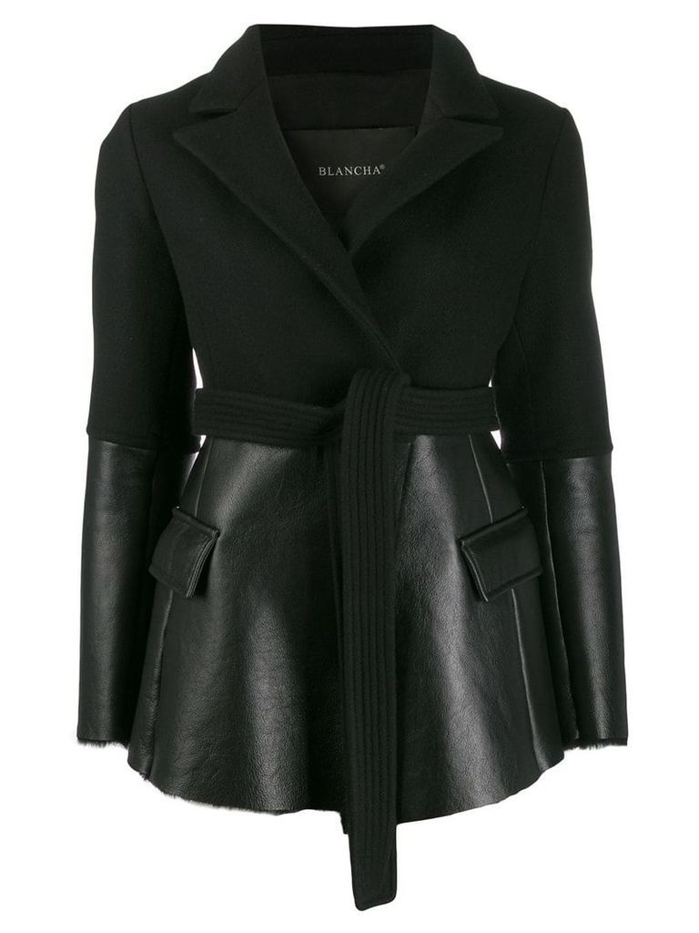 Blancha contrast belted jacket - Black