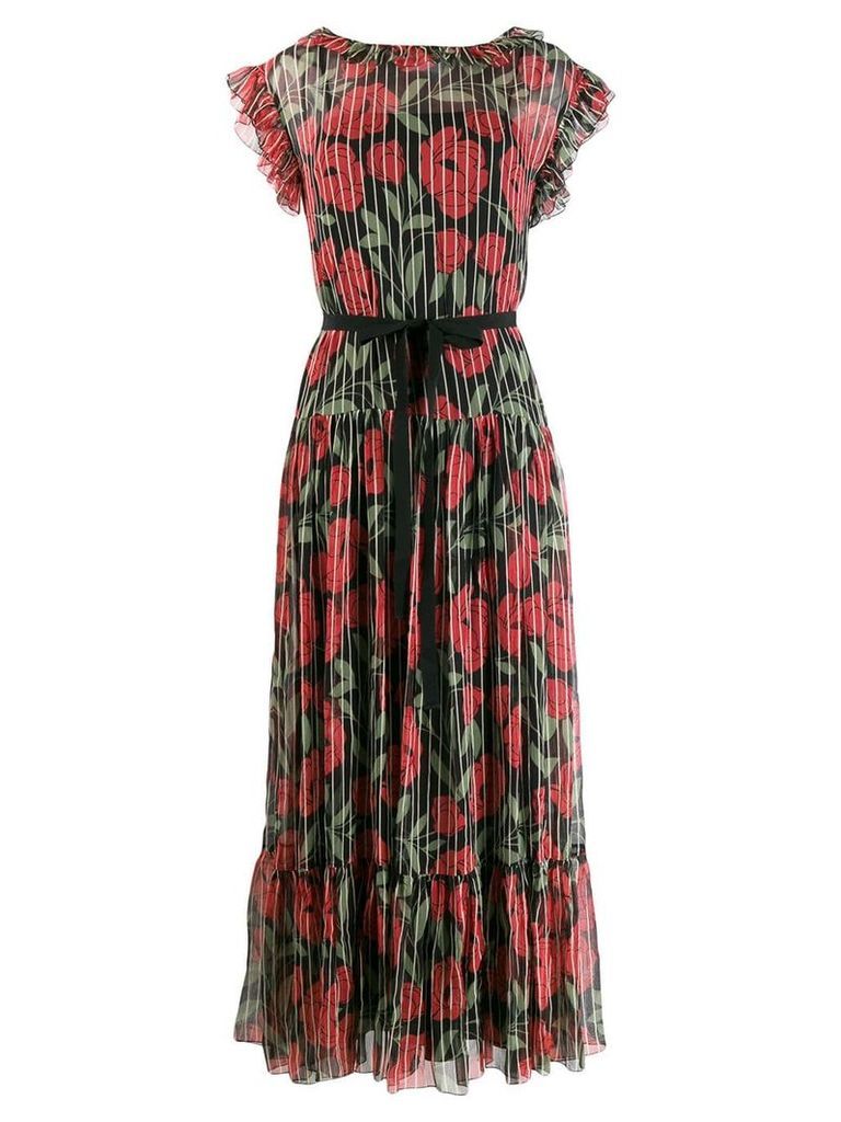 Red Valentino floral print pleated dress - Black