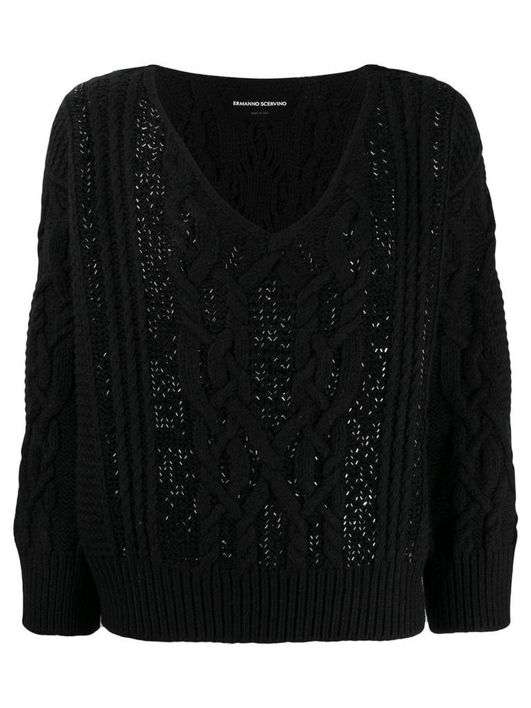 Ermanno Scervino Glass-embellished knit sweater - Black