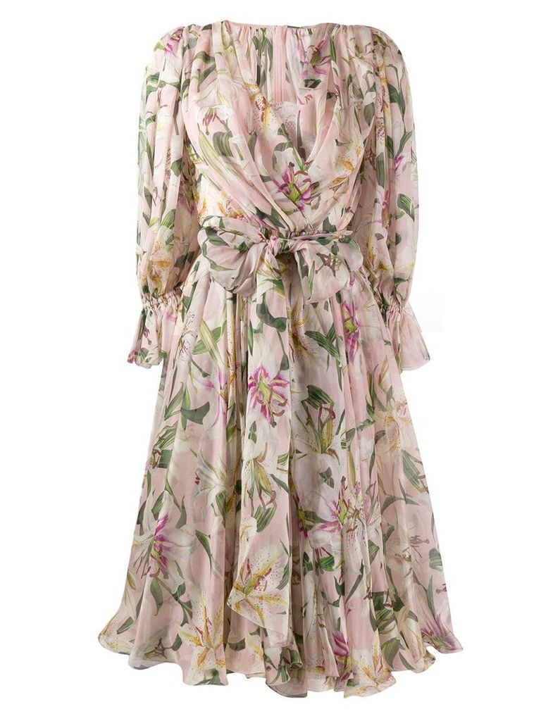 Dolce & Gabbana lily print midi dress - PINK