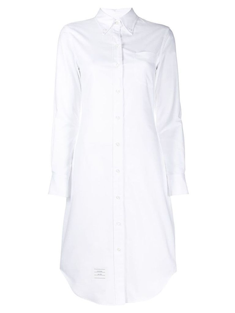 Thom Browne logo-patch mid-length shirt dress - White