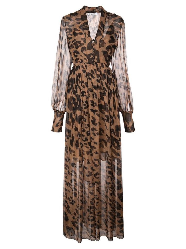 Oscar de la Renta leopard print maxi dress - Brown