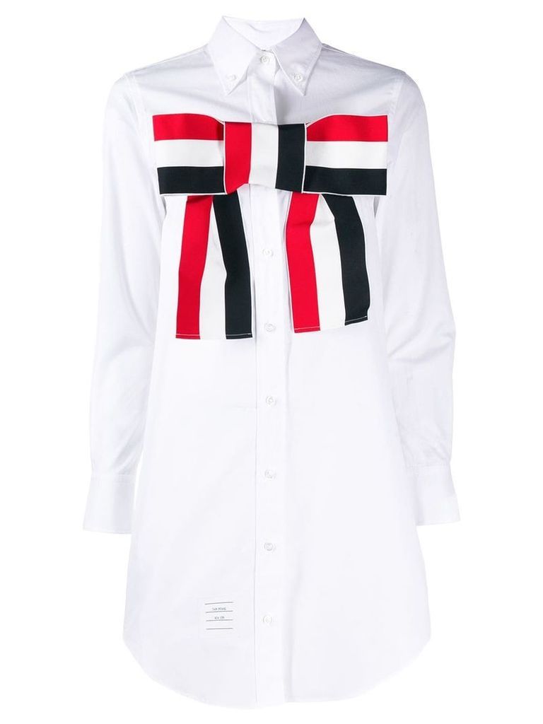 Thom Browne Grosgrain Bow Shirtdress - White