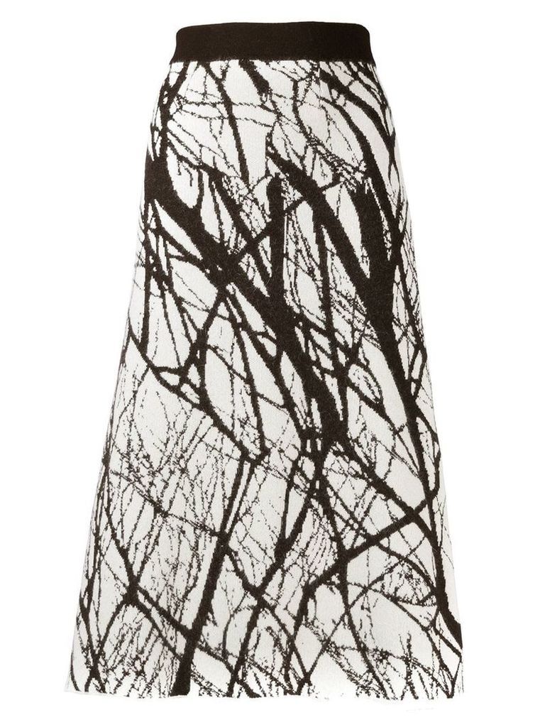 Erika Cavallini intarsia knitted midi skirt - White