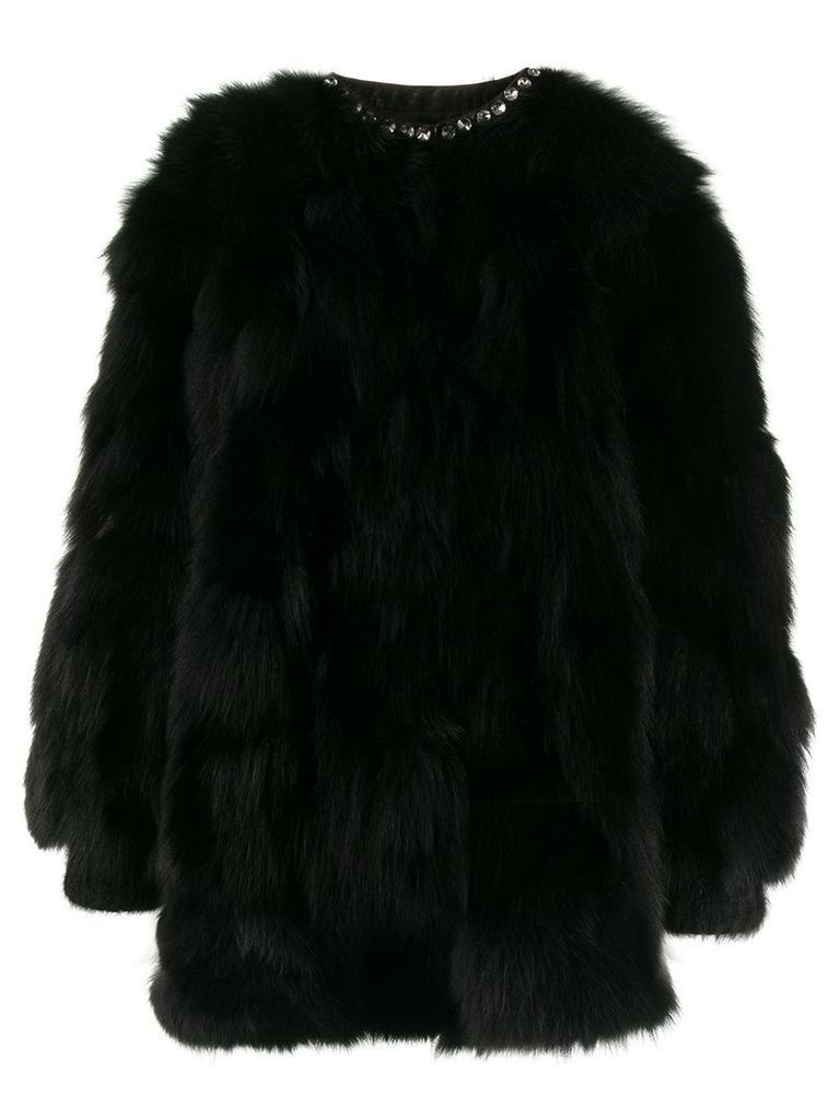 Miu Miu embellished fur jacket - Black