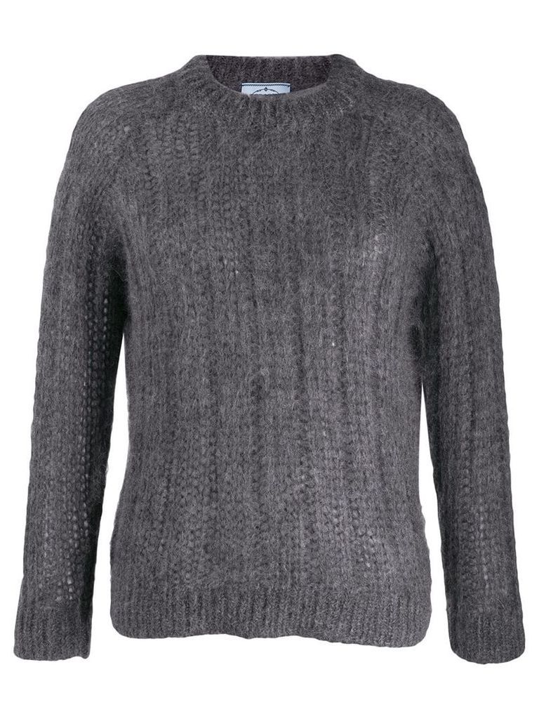 Prada crew neck chunky knitted jumper - Grey