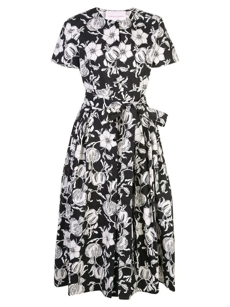 Carolina Herrera belted floral print dress - Black