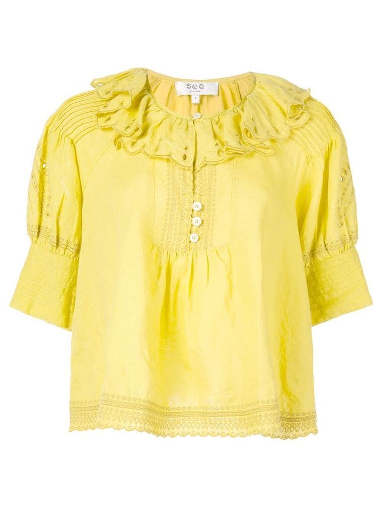 Sea ruffled neck blouse - Yellow