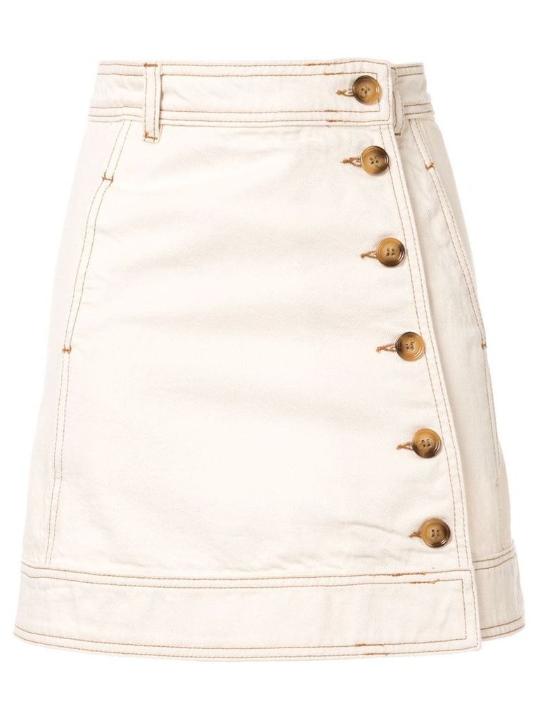 Ganni side button skirt - White