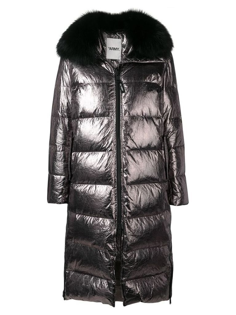 Yves Salomon Army oversized fur-trimmed coat - Metallic