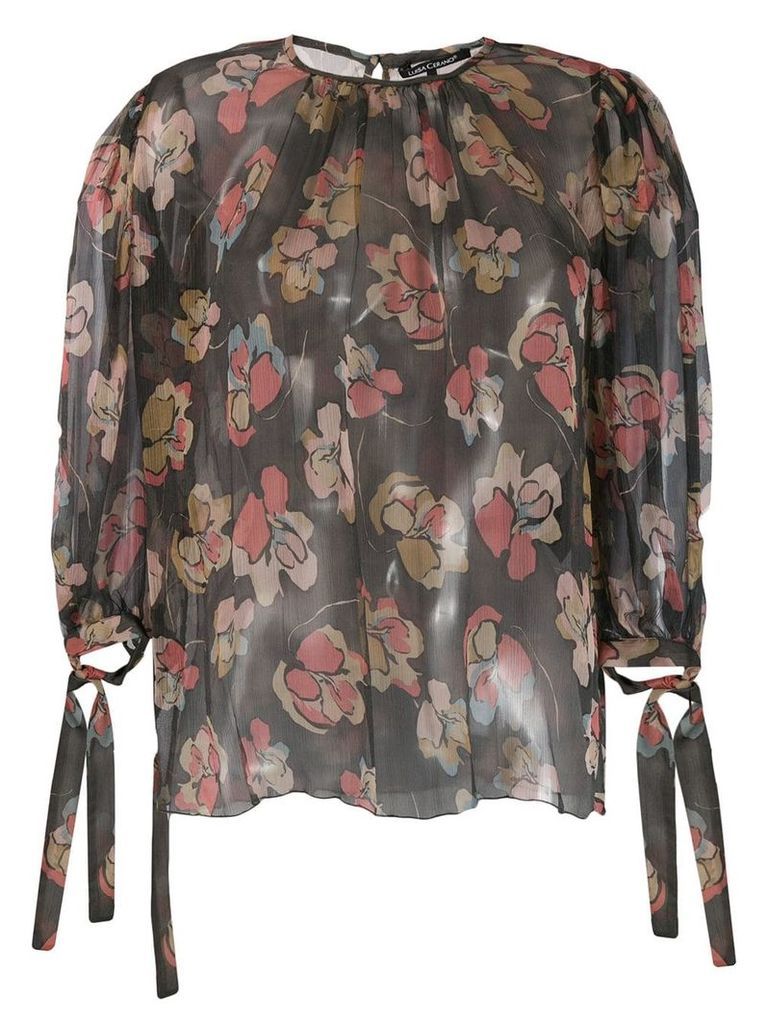 Luisa Cerano floral print silk blouse - Black