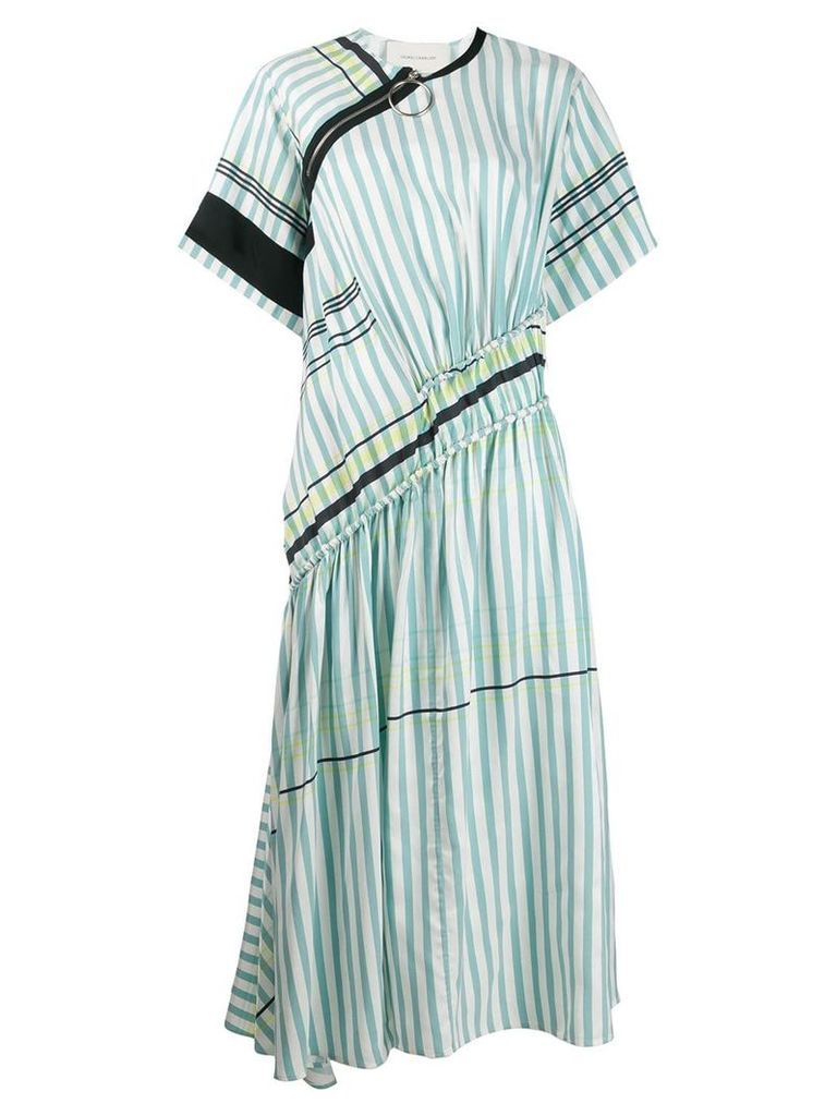 Cédric Charlier asymmetric striped dress - Blue