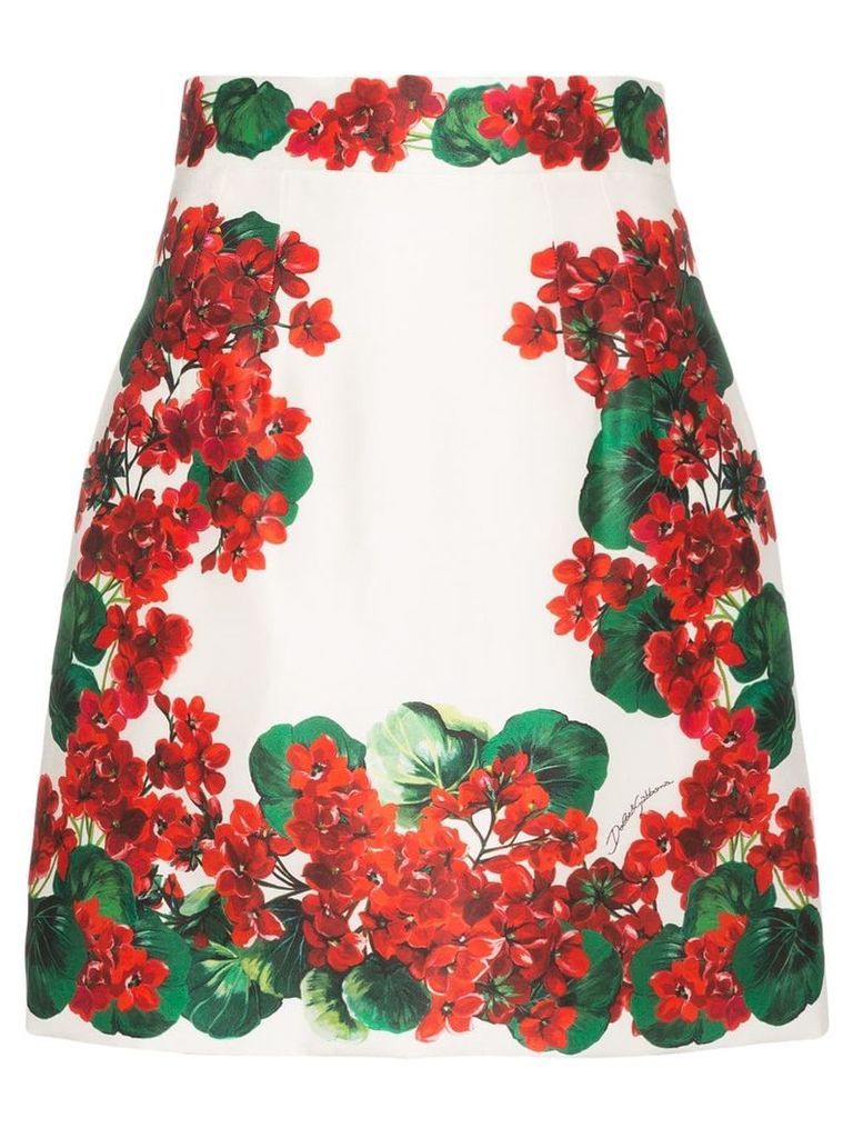 Dolce & Gabbana Geranium print A-line skirt - Red