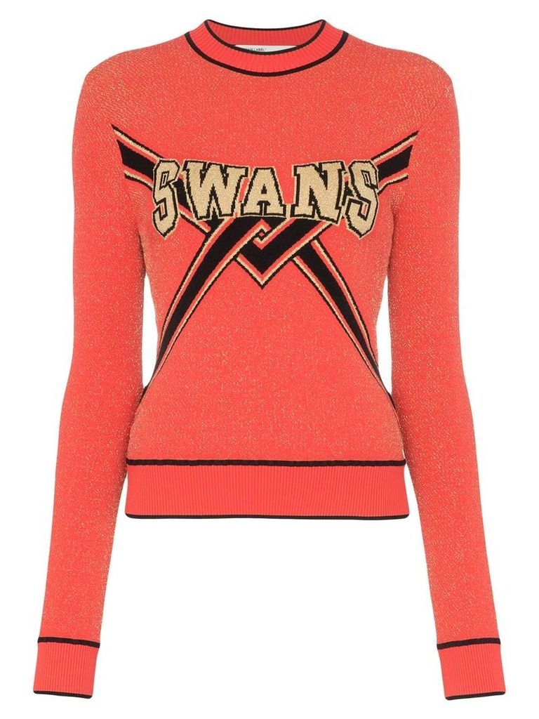 Off-White Swans intarsia lurex sweater - Red