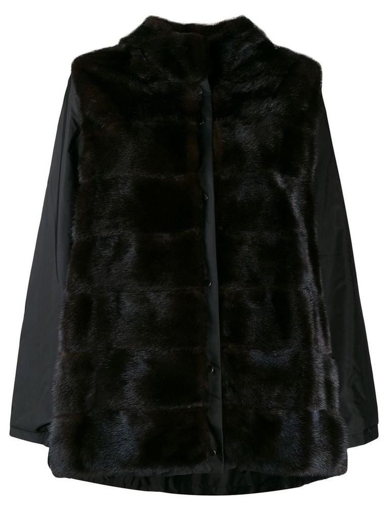 Simonetta Ravizza long sleeve hooded fur coat - Brown