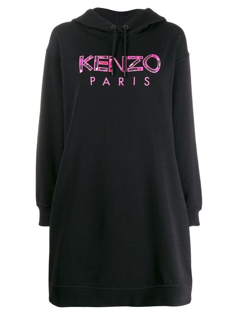 Kenzo logo embroidered hoodie dress - Black