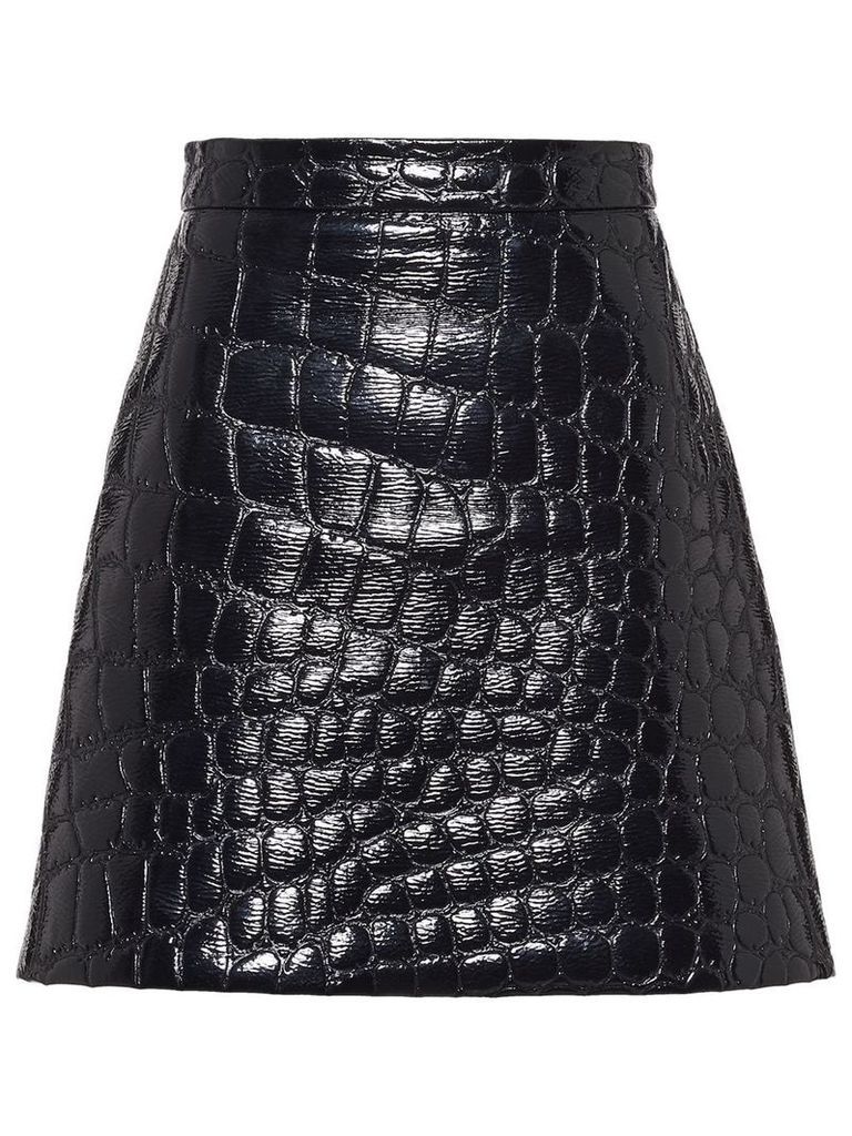 Miu Miu Ciré crocodile embossed effect skirt - Black
