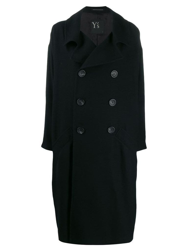 Y's oversized double breasted coat - Black