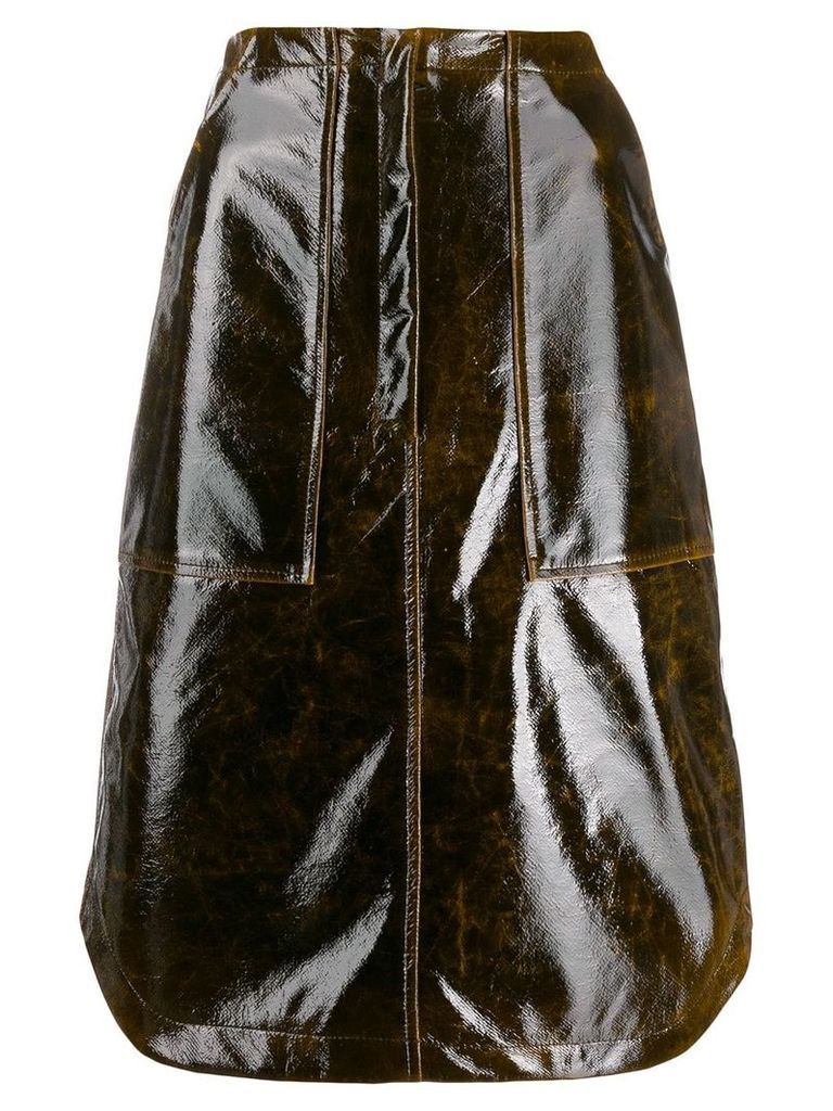 Erika Cavallini panelled patent skirt - Brown